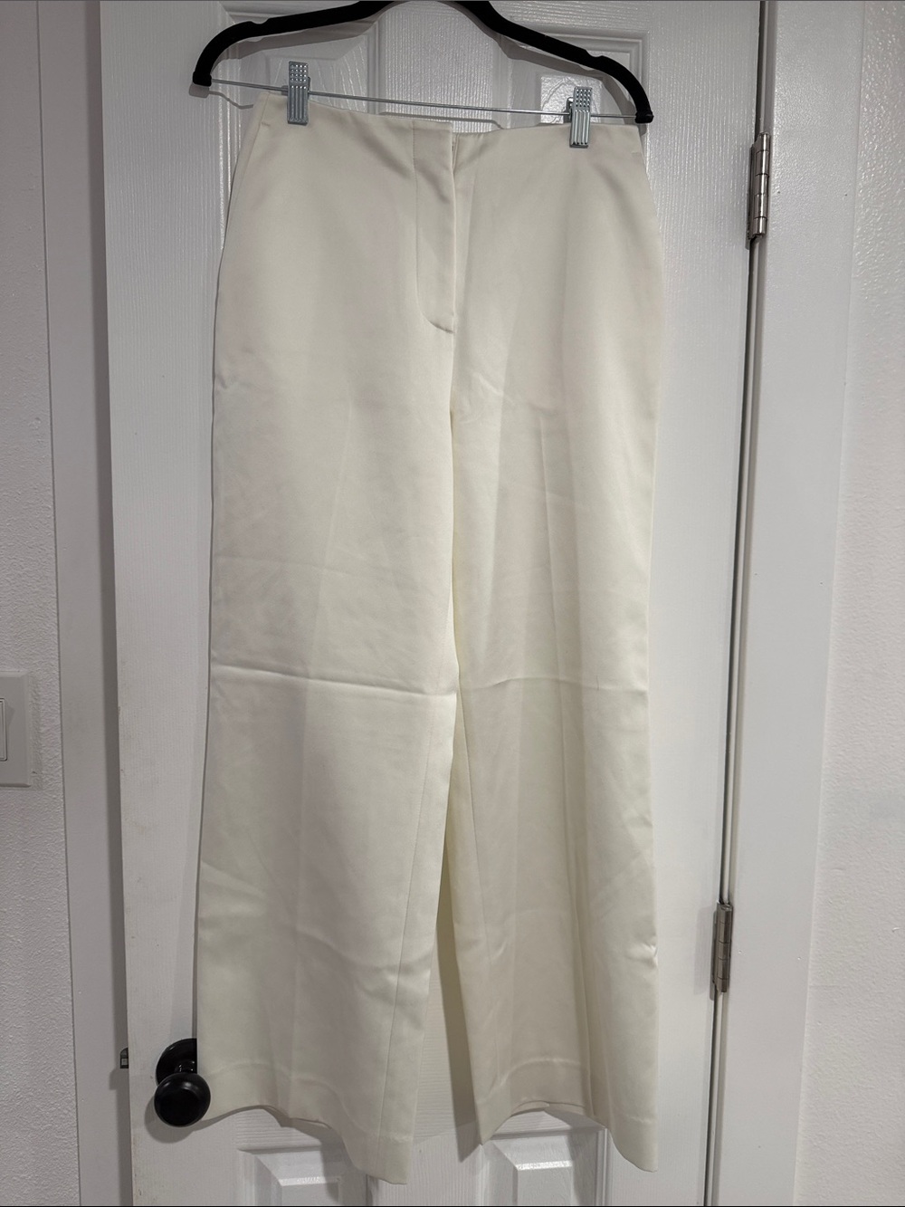 Mid Rise Wide Leg Cream Women's Dress Pants